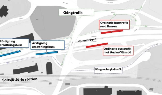 Saltsjöbanan öppnar Saltsjö-Järla samt plats för ersättningsbussarna